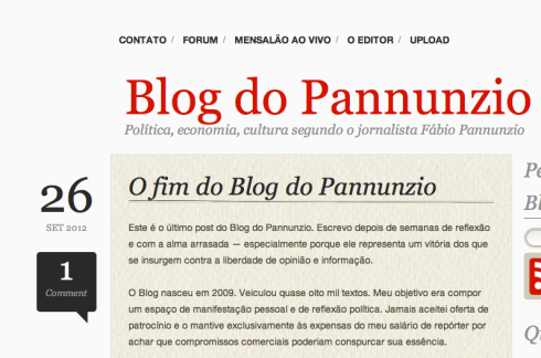 Blog do Pannunzio é censurado pelo governador de São Paulo, o tucano Geraldo Alckmin